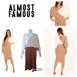 Almost Famous Block Neutral Color Long sleeve Dress . Size XL